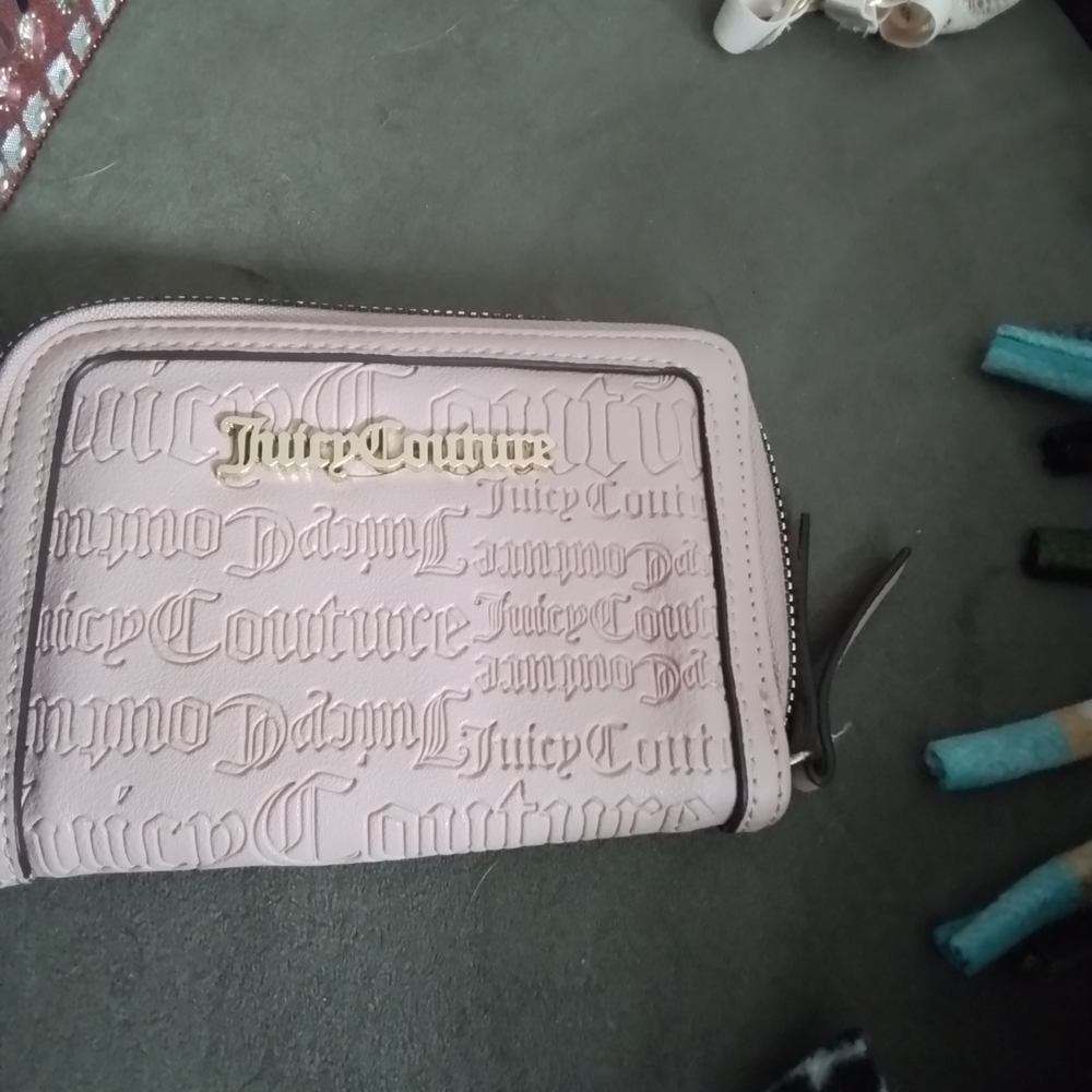 Juicy Couture Pink Quilted Wallet with Glossy Finish